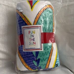 Brighton Multicolor Heart Beach Towel — Teal, Blue, Purple, Yellow, White
